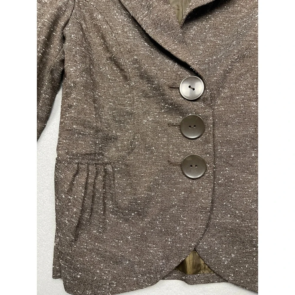 Sharagano Blazer Polyester Viscose Spandex Brown Speckled S Womens